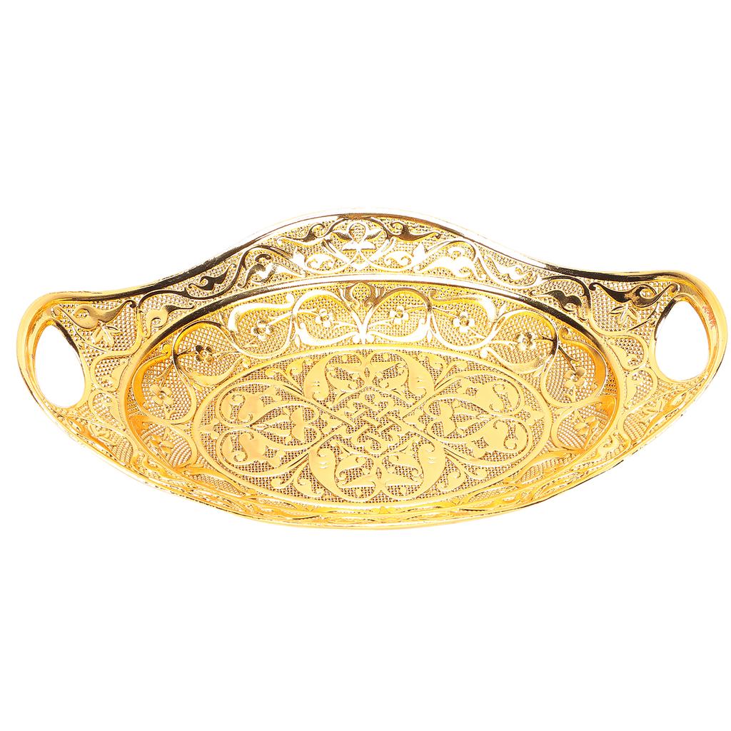 Fruit Tray Oval Peafowl Grain Auriculate Zinc Alloy Gifts for Birthdays New Years Anniversaries