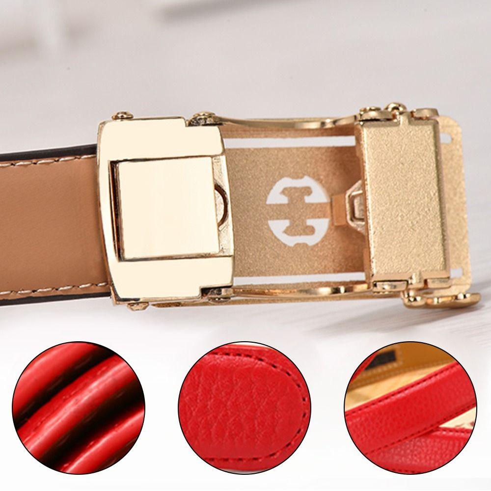 Women Casual Vintage Ladies Dress Belts Genuine Leather Belt Pants Bands Automatic Buckle Waistband