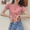Summer 2025 Women's High-Waist Slim Fit Butterfly Embroidered Crop Top
