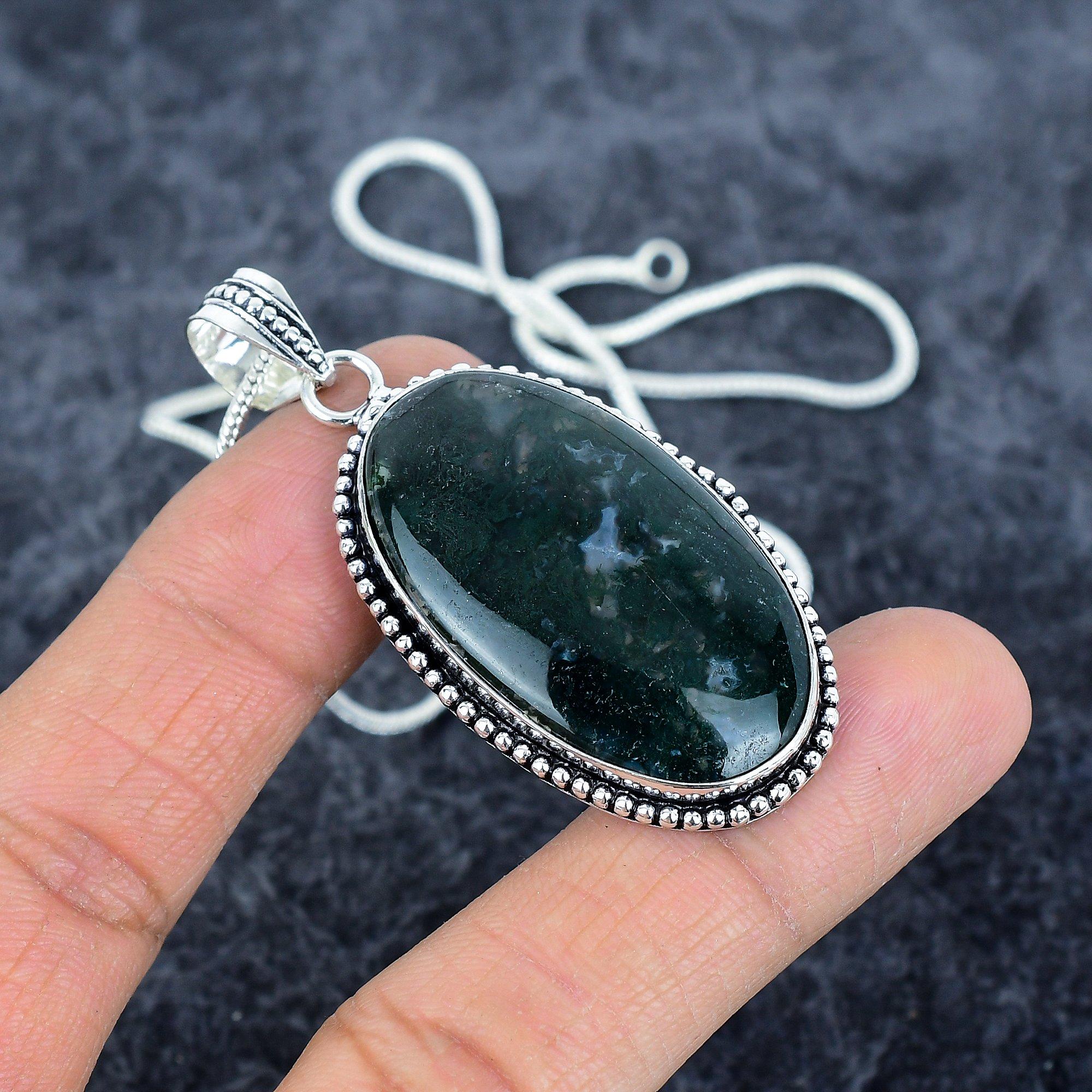 

Indian Moss Agate Gemstone 925 Sterling Silver Jewelry Pendant 2.36 M-2863