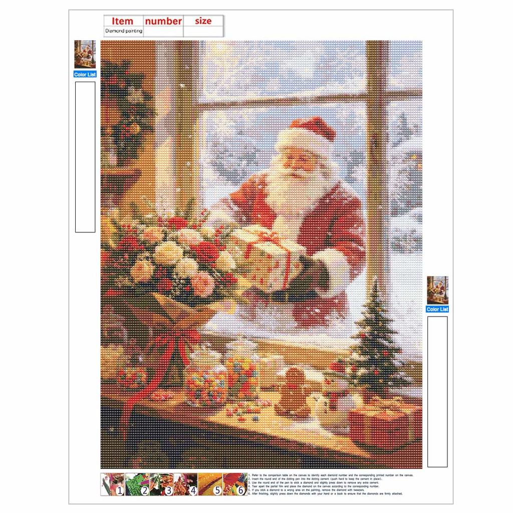 Full Drill Diamond Art Kit Christmas Santa DIY Rhinestone Painting Canvas Creative Handmade Gift Winter Holiday Decor for Dog Lovers