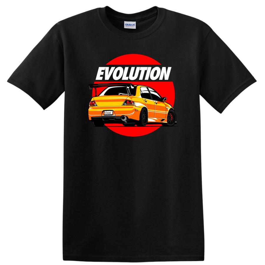 Evo Car Art T Shirt for Car Enthusiasts Cool Tee Retro Graphic Design Orange S