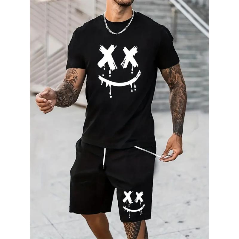Fashion Men's T Shirt Shorts Set 3D Fun Printed Sportswear Two Piece Summer Oversized Men's Clothing Casual Hip Hop Streetwear
