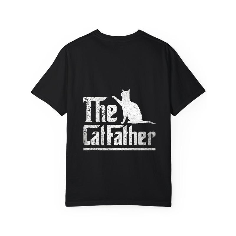 The Catfather White T-Shirt with Cat and Text Print for Casual Wear