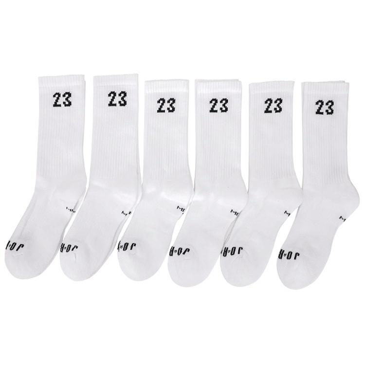 Air Jordan Solid Color Numeric Athleisure Casual Sports Socks Couple Style 6 White Men s DH4287-100 S