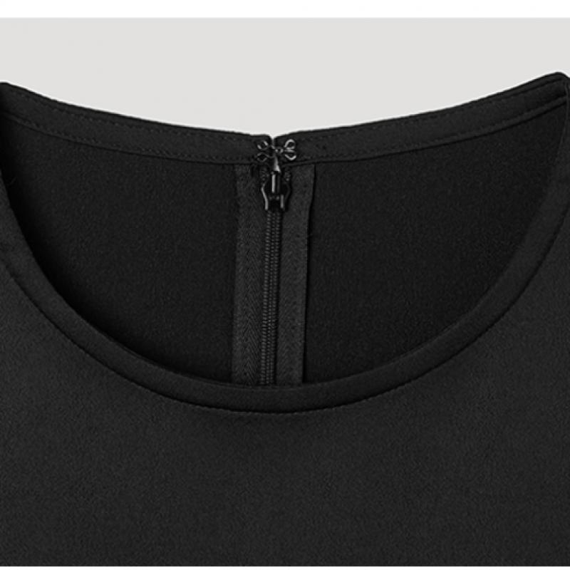 SHESMISS Satin Textured Roundneck Blouse Swwblp22070 Bk