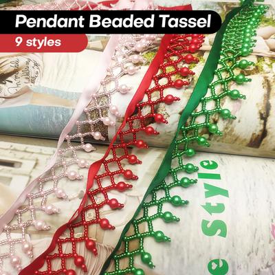 1 Curte Dantelă cu Ciucuri Realizată Manual, Franjuri cu Mărgele Perlate Imitație Pentru DIY Rochie de Scenă Cortină Bijuterii de Nuntă Tapiserie Meșteșuguri