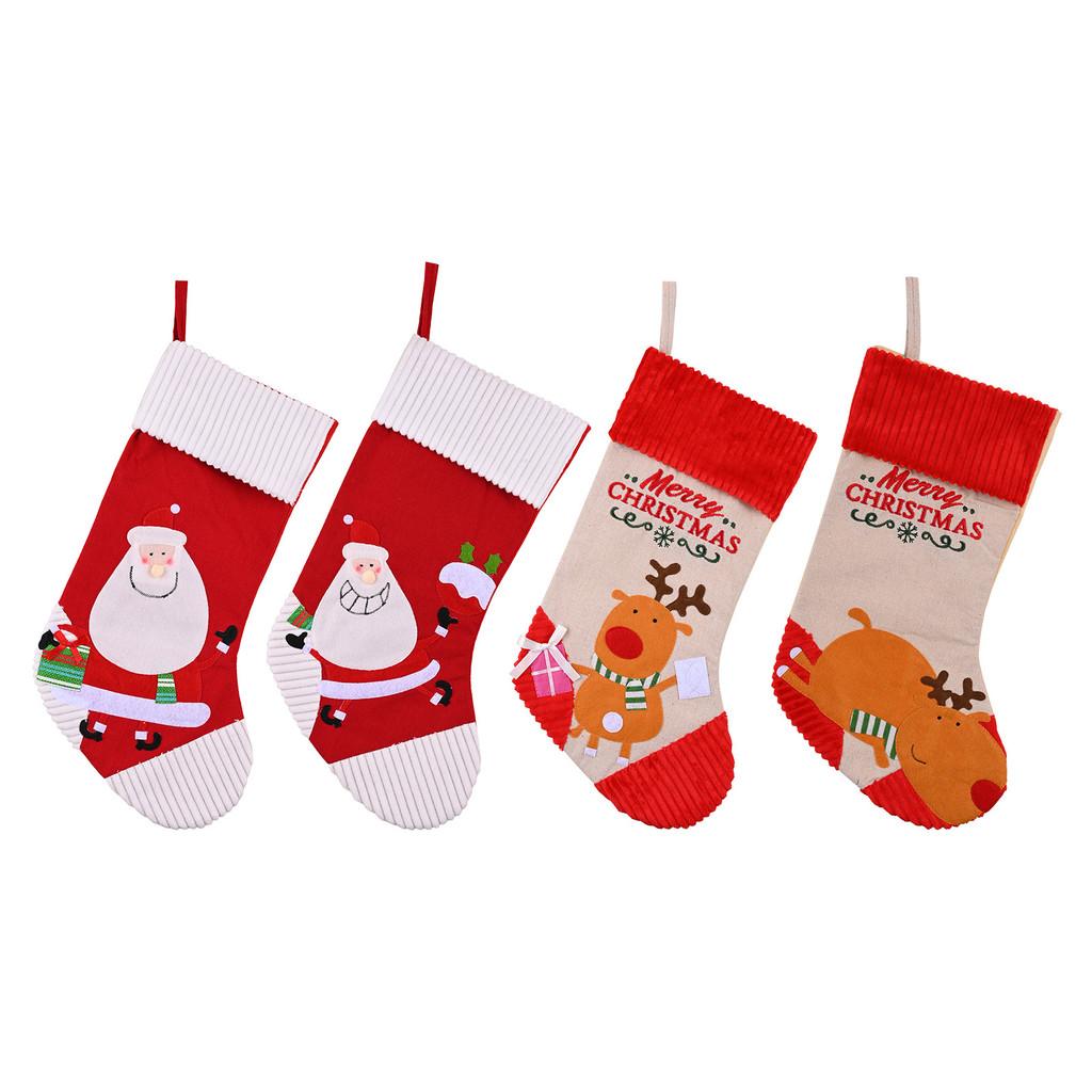 Christmas Colorful Plush Stocking With Whimsical Santa And Delightful Reindeer For Joyful Seasonal Celebrations