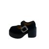 Höhenzunahme Frühling 2025 Plateau kleine Lederschuhe Damen schwarz Französische neue High Heels kleiner dicker Absatz Mary Jane Schuhe