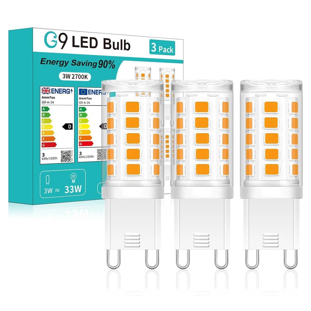 8 Pack G9 LED Bulb 2700K 3W 33W Halogen Equivalent LED Lamp 220V G9 Light Bulbs for Chandeliers 360LM Non-dimmable Home Lighting