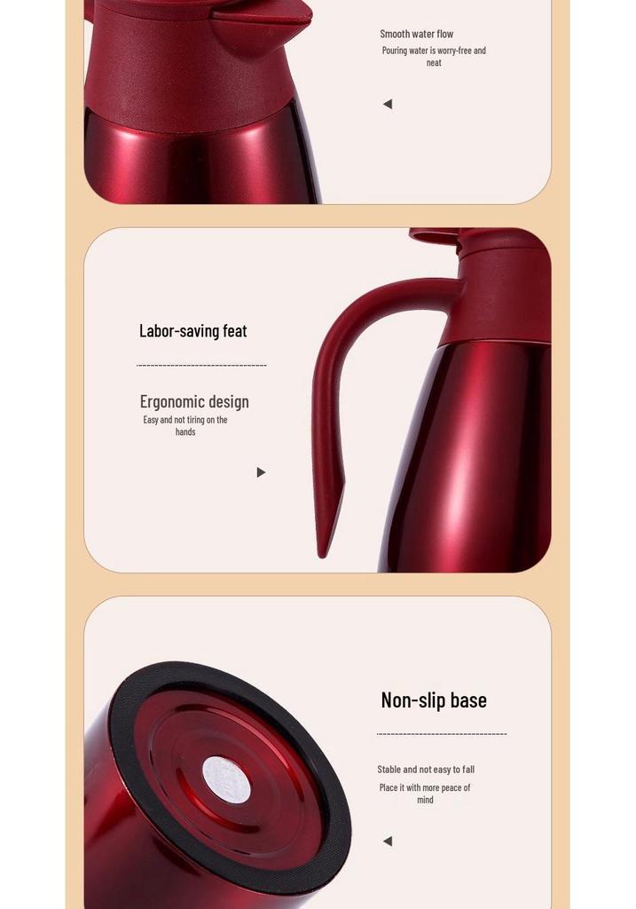 304 Stainless Steel Red Thermos Kettle - Small Insulated Festive Water Flask