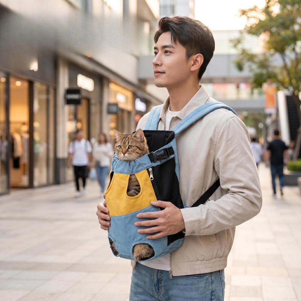 Pet Backpack for Outdoor Use, Portable Chest Four Legged Backpack for Dogs and Cats, Breathable Soft Bag for Travel