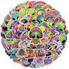 50 Colorful Cartoon Alien Doodle Stickers Creative Alien Stickers Computer Water Cup Waterproof Decorative Stickers
