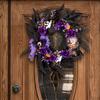 Halloween   Wooden Sign Wreath Window Door Hanging Festival Simulation Horror Doll Mesh Vine Ring Decoration