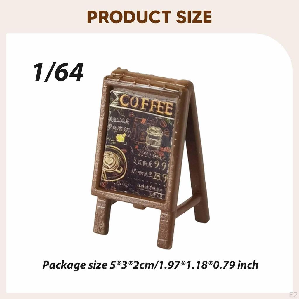 1/64 Dollhouse Coffee Bar Sign Board Miniature Sidewalk Signs Landscape Adult Gift 1:64 A Frame