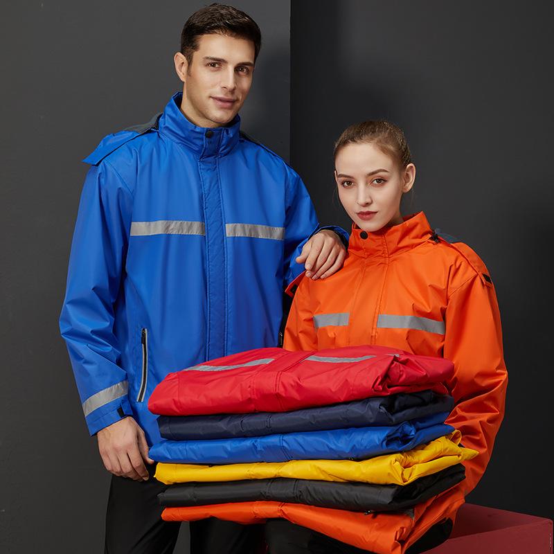 Reflective Fleece-Lined Windproof Rainproof Workwear Jacket with Custom Logo