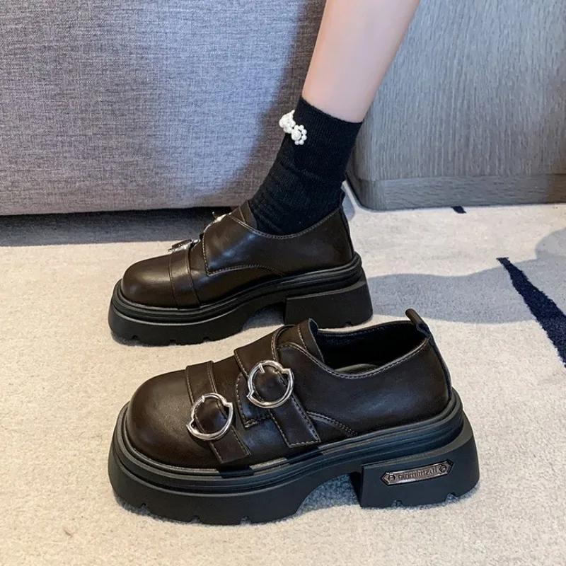 Scarpe da Donna Moda Stile Britannico Zeppa Oxfords Sneakers Casual da Donna Mocassini con Pelliccia Bocca Bassa Punta Tonda Scarpe Piatte Preppy
