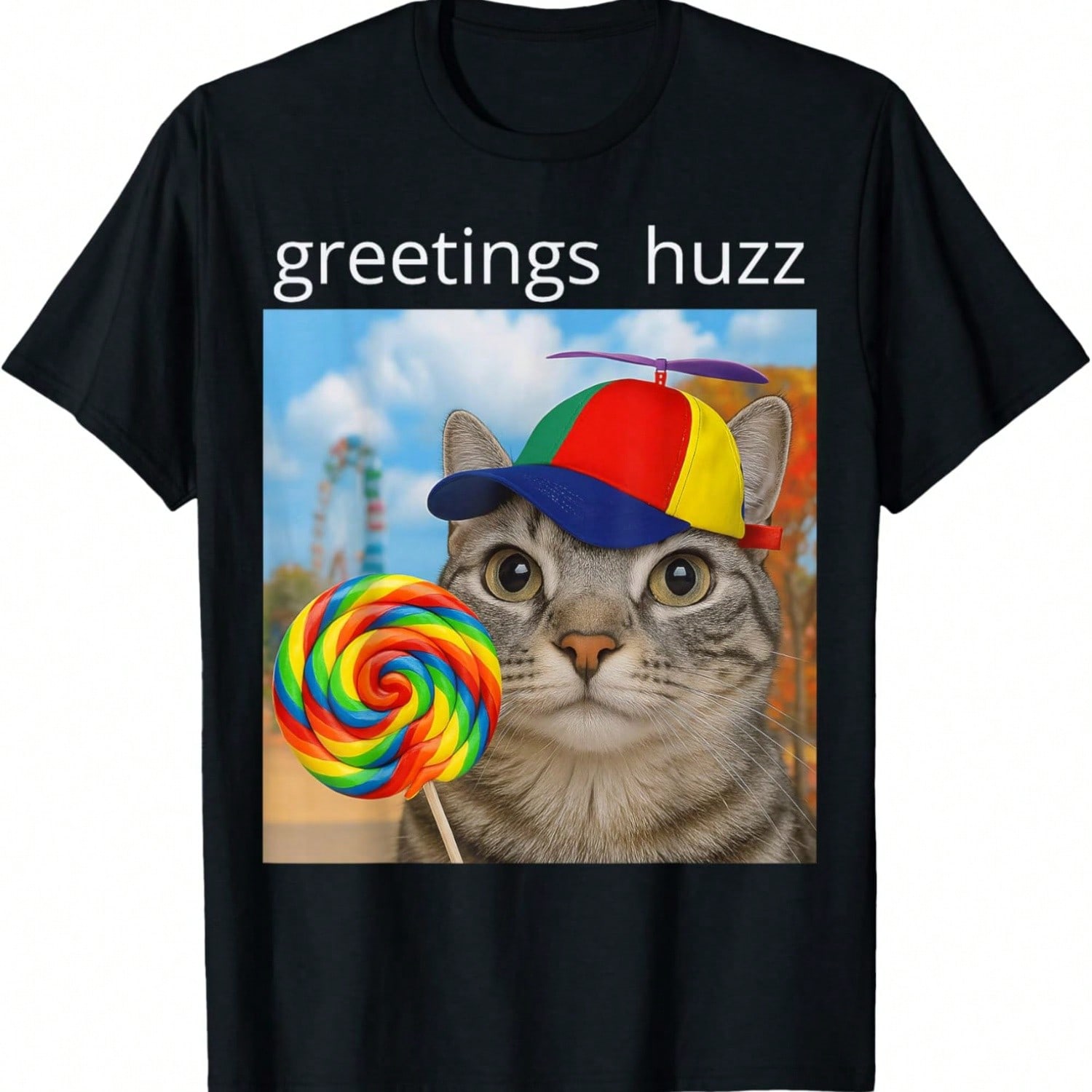 Greetings Huzz Funny Cat Meme Lovers Silly Cats Brainrot T-Shirt(2) S разноцветный