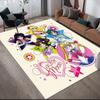 Sailor Moon Flanell Muster Quadratischer Teppich, Läufer, Teppich für Wohnzimmer Schlafzimmer Sofa Spielzimmer Dekor, Rutschfeste Fußmatte