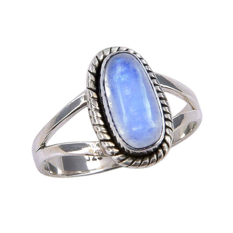 Natural Rainbow Moonstone Gemstone Handmade 925 Sterling Silver Ring Size 7 B9T20