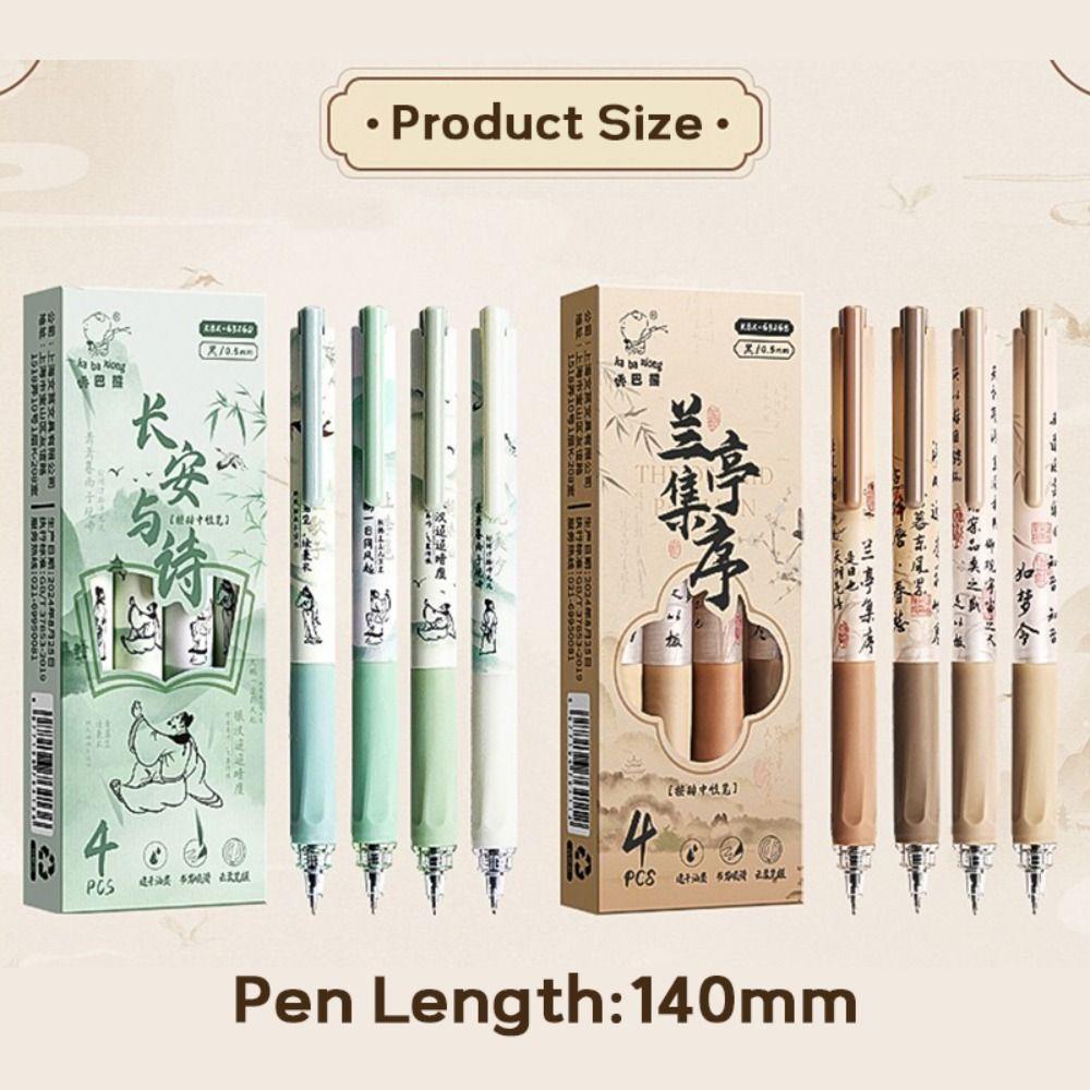 Chinese Style 0.5mm Black Ink Gel Pen Press Quick Drying Ballpoint Pen Correct Holding Pen Posture Writing Tool Students