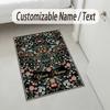 Floral Fantasy Theme Soft Crystal Velvet Rug Custom Name & Text Print Non Slip Floor Rug for Bedroom Living Room