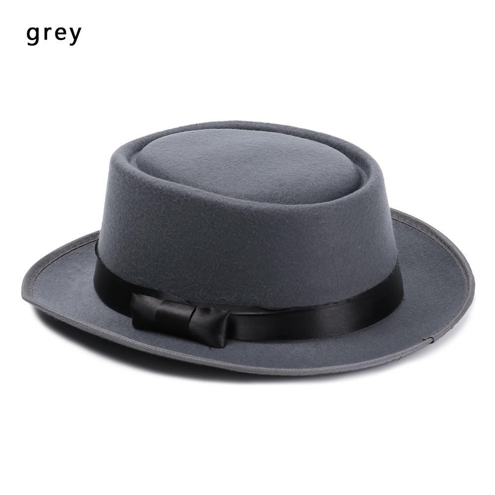 New Fashion Vintage Wide Brim  Jazz Cap Woolen Dress Dance Party Flat Top Panama Jazz Caps Fedora Hat Cowboy Hat