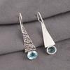 Natural Sky Blue Topaz Gemstone 925 Solid Silver Jewelry Handmade Earrings 1.9" EE-165-13