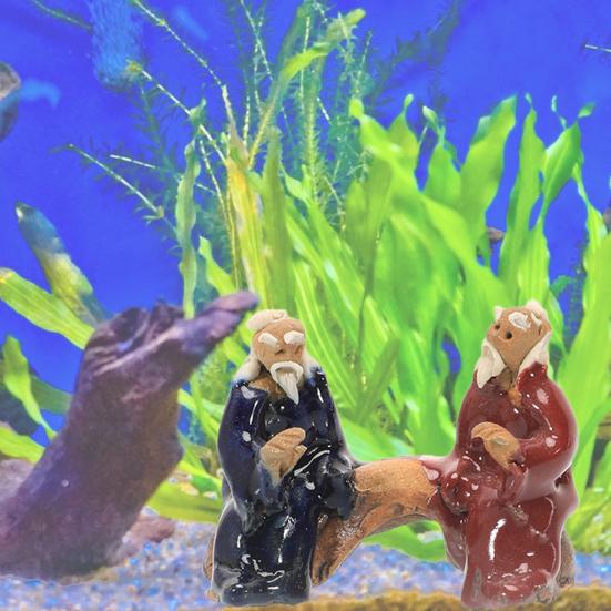 Classic Fish Tank Ornament Handmade Pollution-free Realistic Traditional Chinese Old Man Miniature Aquarium Accessories
