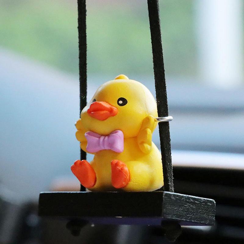 2D Cool Swing Duck Car Pendant Swinging Duck Car Hangings Ornament Cute Car Accessories Funny Raincoat Swinging Duck Car Pendant