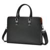 Men's Genuine Leather Briefcase with Litchi Grain, Cowhide Handheld Laptop Business Bag for Daily Commute
