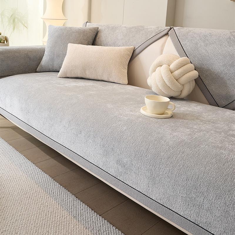 

New High-end Sofa Cover Fabric Suitable for All Seasons Modern Light Luxury Sofa Cushion Cover Anti Slip Soft and Wear-resistant 70x70cm світло-сірий колір