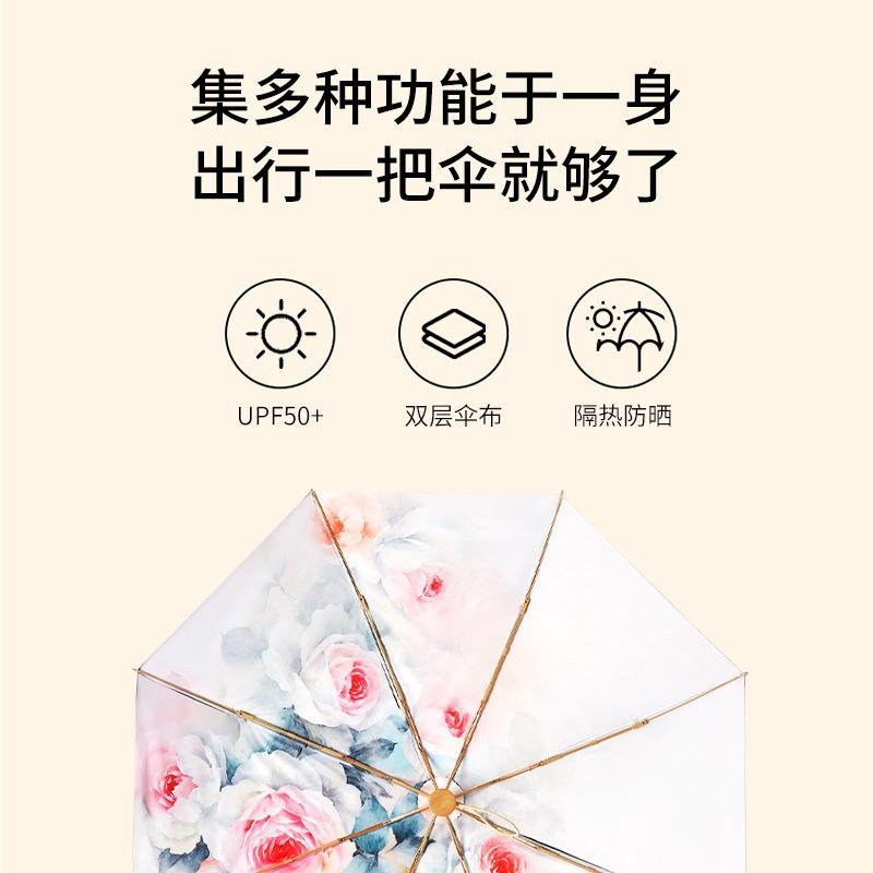 New three-fold manual eight-bone umbrella vinyl fabric double-layer double-sided color umbrella parasol three-fold sun umbrella