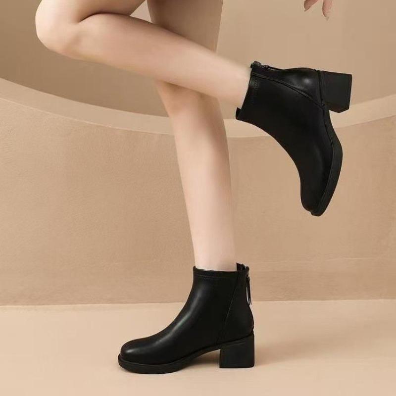 Mid-heel Shoes, Short Boots, Women's Shoes, New Autumn and Winter Styles, Single Boots, Chunky Boots