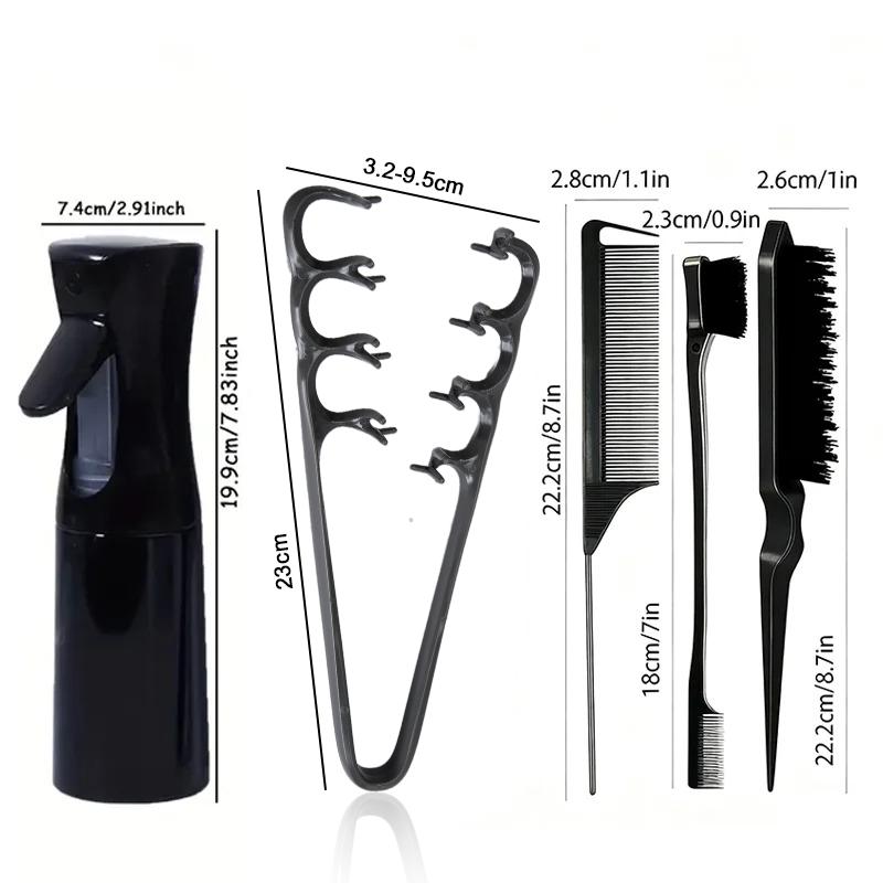 5pcs/set Volumizing Wide-Tooth Styling Comb Edge Control Brush Rat Tail Teasing Brush Fluffy Texture Spray Styling Tools Salon