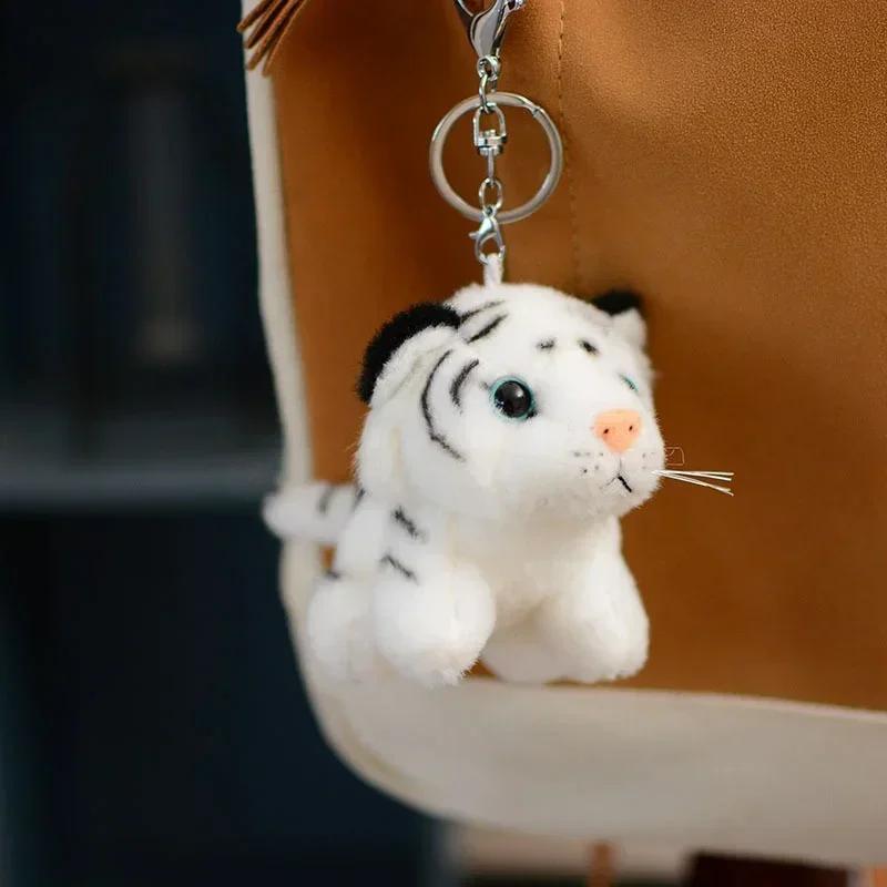 New Cute Panda Cheetah Tiger Baby Keychain Plush Pendant School Bag Zero Wallet Hanging Decoration Children's Festival Gift