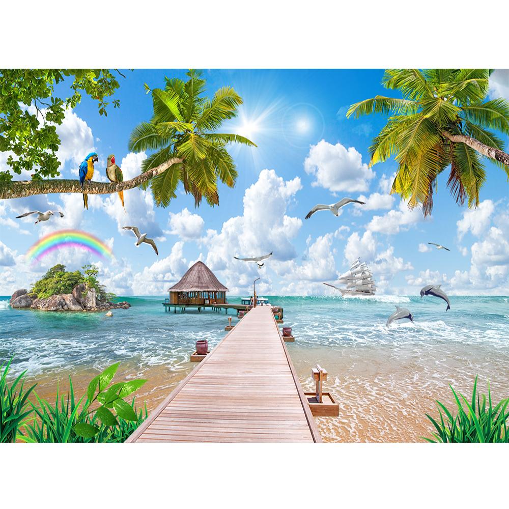 Seaside Scenery Beach Mural Sea View Wallpaper 3d Beach Wallpaper Home Decor
