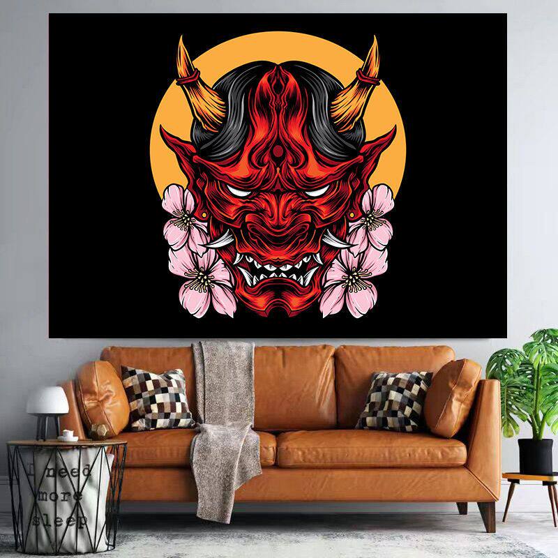Japanese Ukiyoe Samurai Tapestry Wall Hanging Decorative Headboard for Bedroom Traditional Japanese Artistic Design