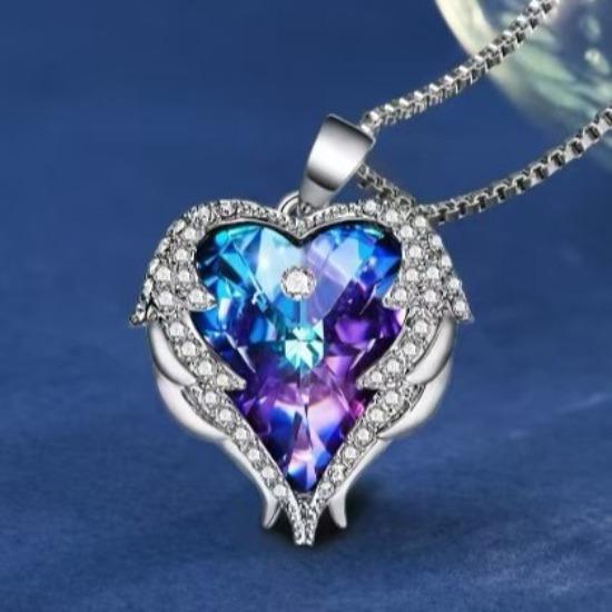 Fashion Ocean Heart Necklace Women's Personality Color Copper Clavicle Chain Inlay