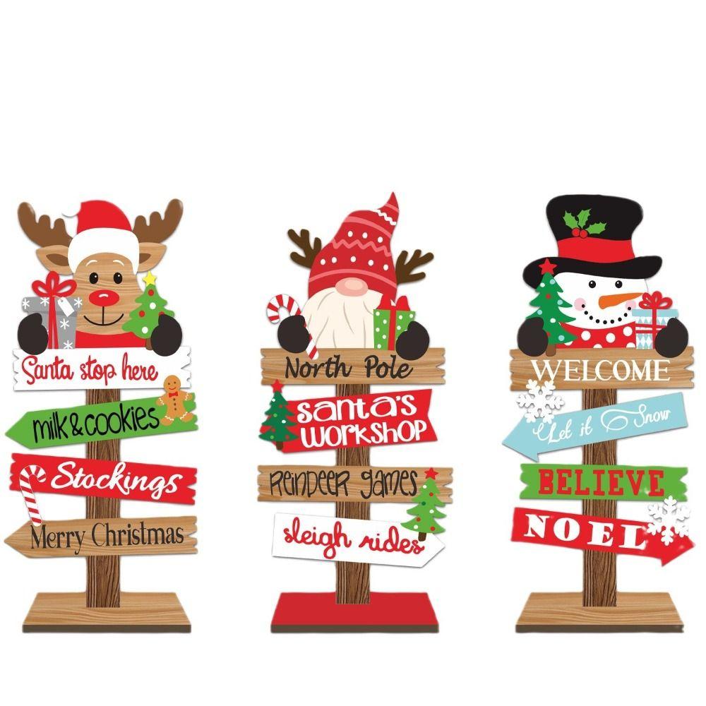 Funny Santa Claus Elk Plaque Cartoon Merry Christmas Ornaments  Home Table Decors