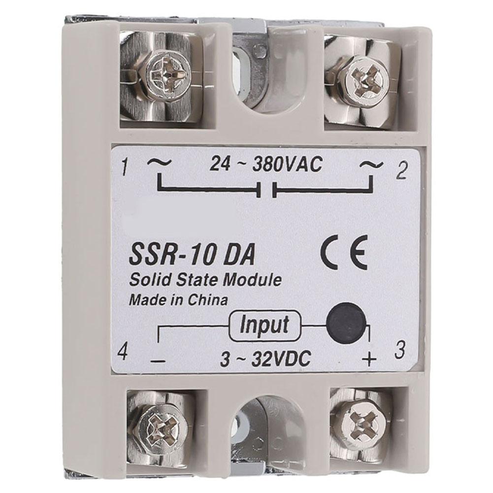 SSR-10DA Voltage Relay Single-phase Solid State Relay 10A DC-AC Relay 3-32V DC To 24-380V AC Plastic Shell Power Tool Parts