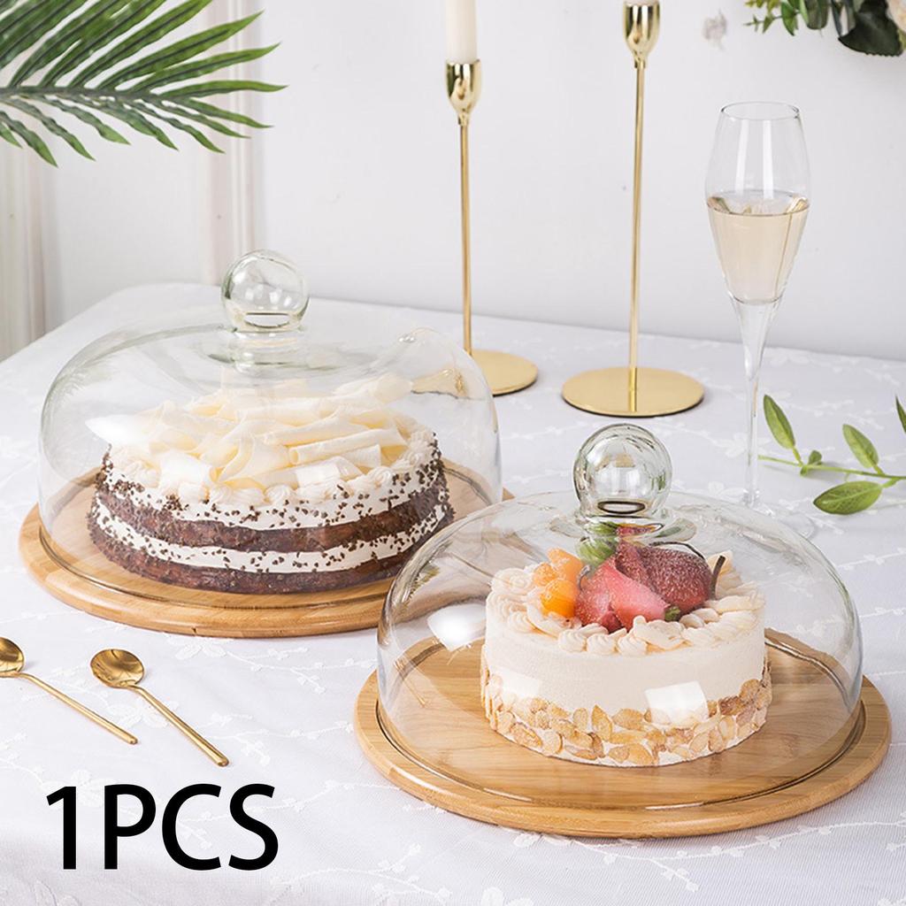 Cover Serving Tray Wooden Cake Stand with Lid Visible Cheese Board Dessert Display Food Dust