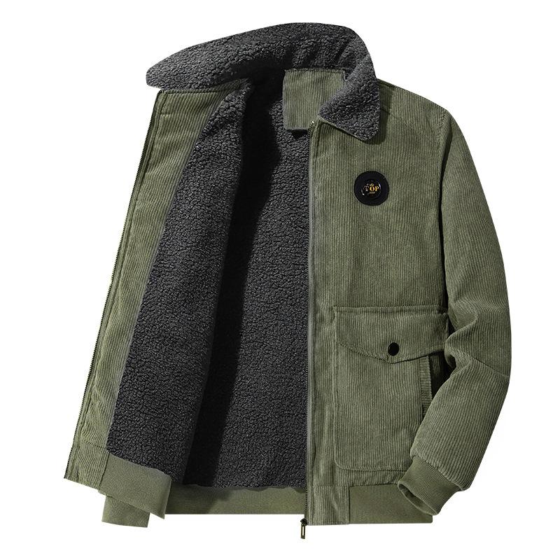 Cotton Jacket Men's Models Fall and Winter Coat Corduroy Lapel Lamb's Wool Thickened Jacket Cotton-padded Coat Fashion Casual Jacket