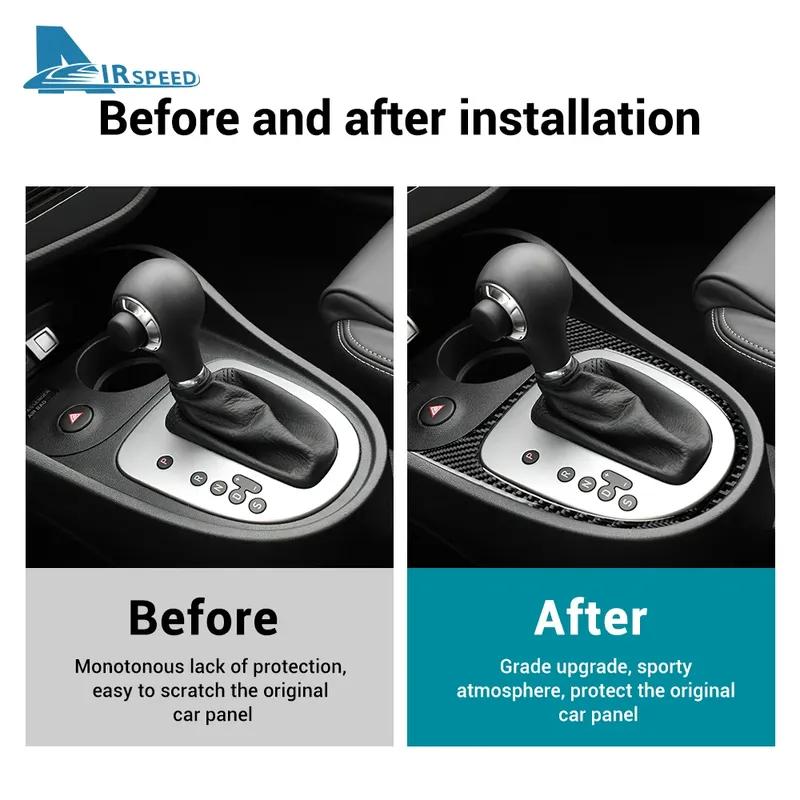 For Seat Leon 2005 2006 2007 2008 2009 2010 2011 2012 Real Soft Carbon Fiber LHD RHD Car Gear Shift Panel Sticker  Accessories