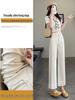 Damen Off-White Tencel Weitbeinige Jeans mit elastischem Patchwork für Sommer 2026