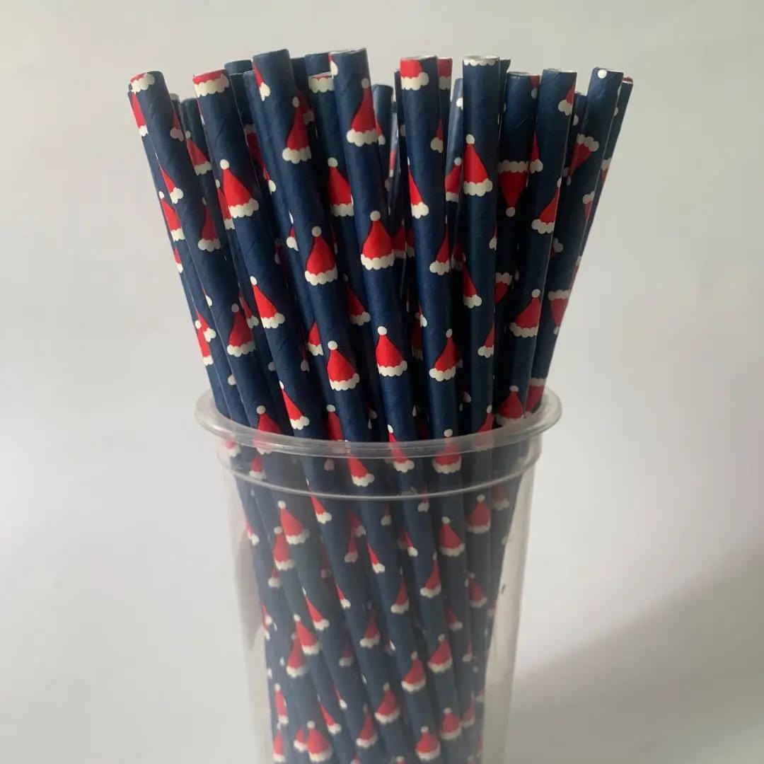 

25 шт. Рождественские бумажные трубочки, снежинки, соломинки для питья, веселые рождественские украшения для дома 2024, рождественская новогодняя вечеринка, Noel Supply