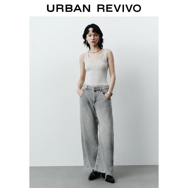 

UR Women s Washed Frayed Hem Loose Fit Denim Jeans 27