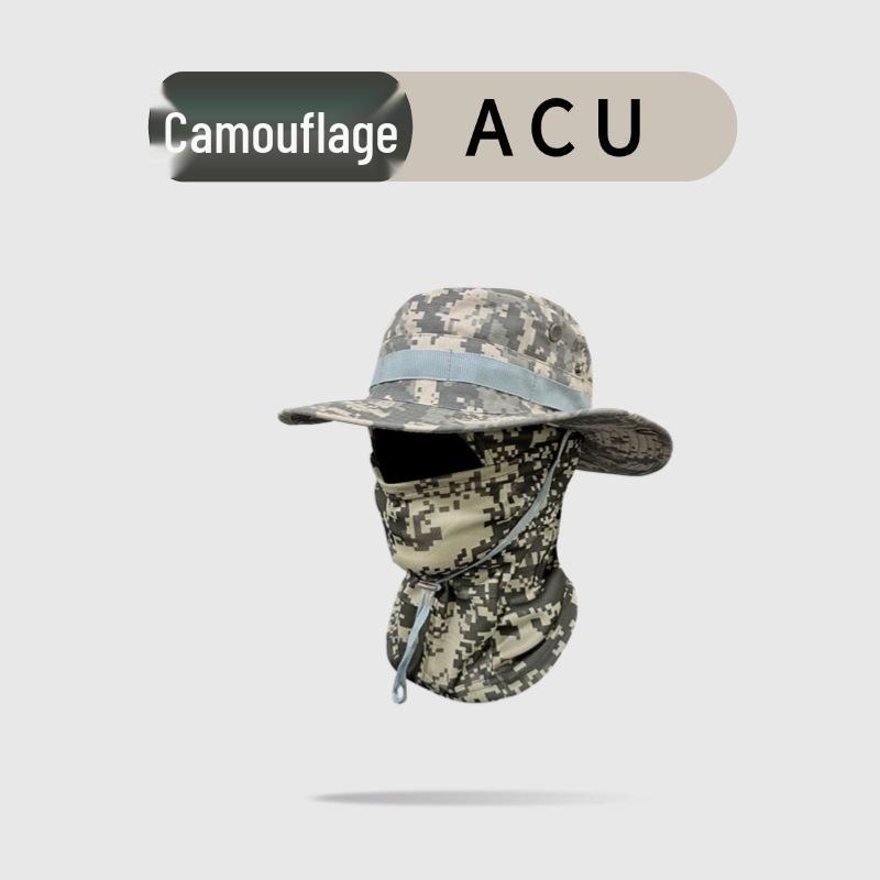 Camouflage Winddichter Fischerhut & Sonnenschutzmasken-Set für Outdoor-Aktivitäten