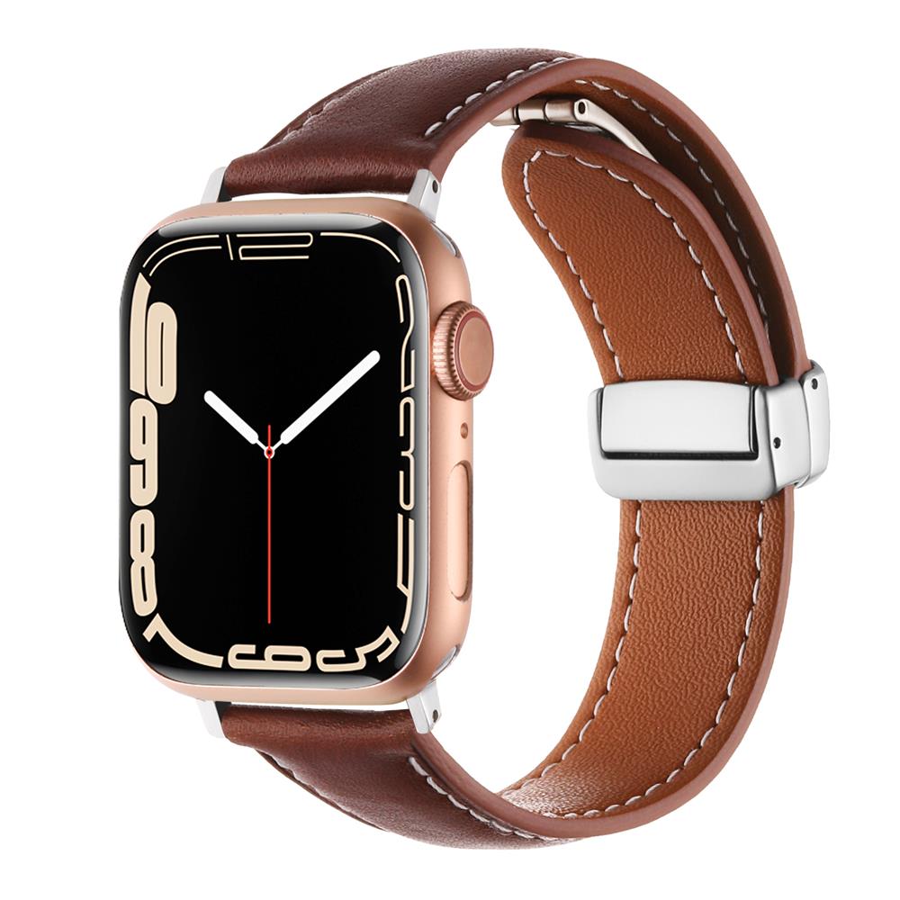 Crazy Horse Magnetic Buckle Women's Genuine Leather Watch Strap,For Apple Watch 42mm 44mm 45mm 49mm iWatch S10 46mm