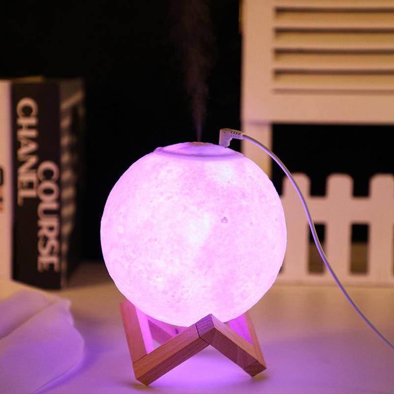 Umidificator cu lampă de lună 3D cu lumină de noapte LED, difuzor de aromă cu ceață rece pentru dormitor, birou, cameră pentru bebeluși, yoga, spa, cadouri